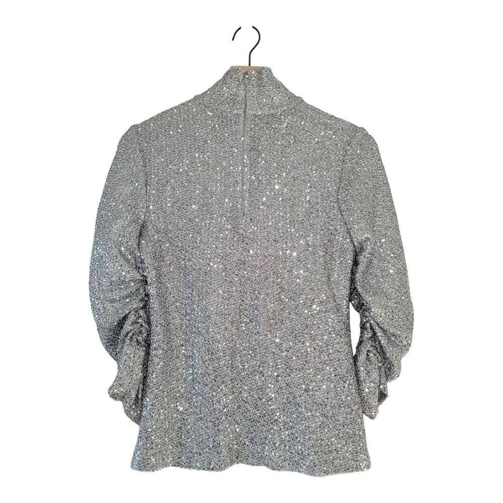 St. John Glittering Silver Sequin Sparkling NYE party Top size M EUC - Picture 4 of 12